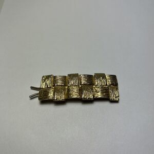 Vintage Barrette Etched Gold Tone Basket Weave 2.5”